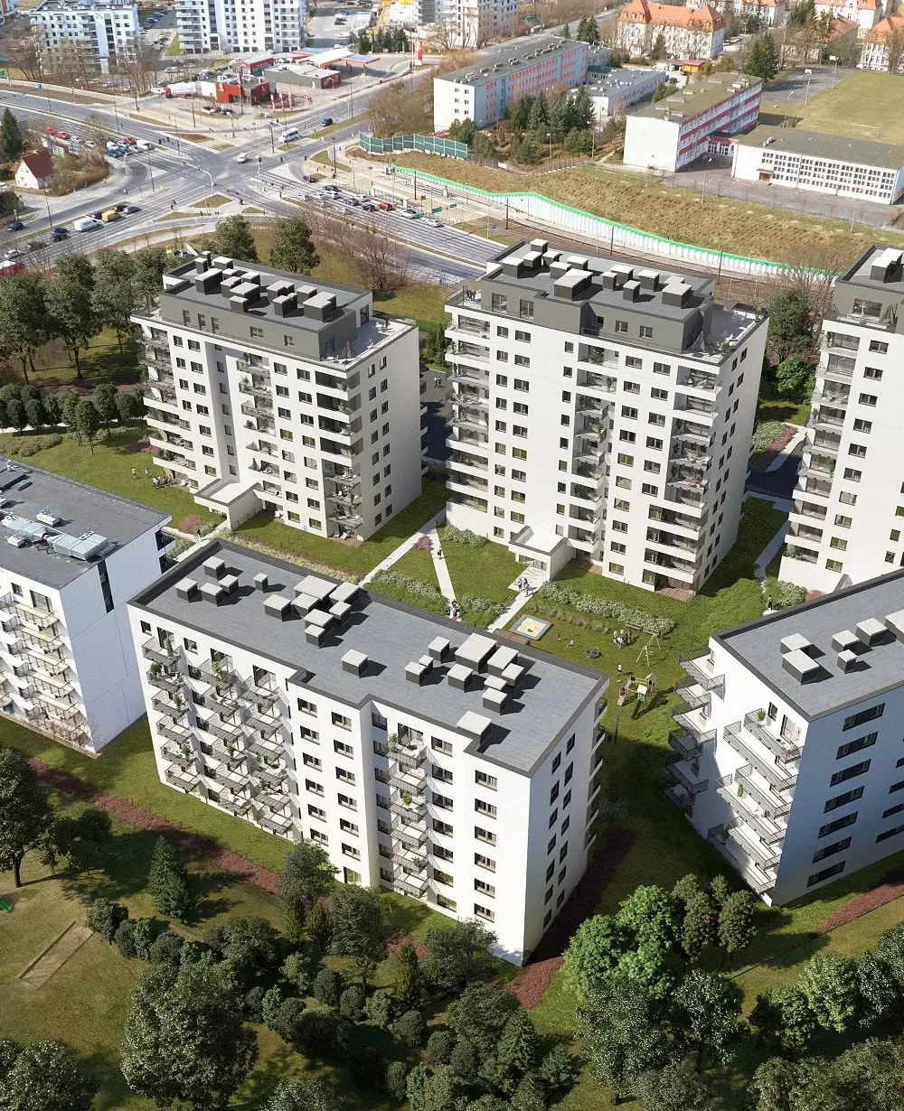 Widok z drona na osiedle Panorama w Olsztynie